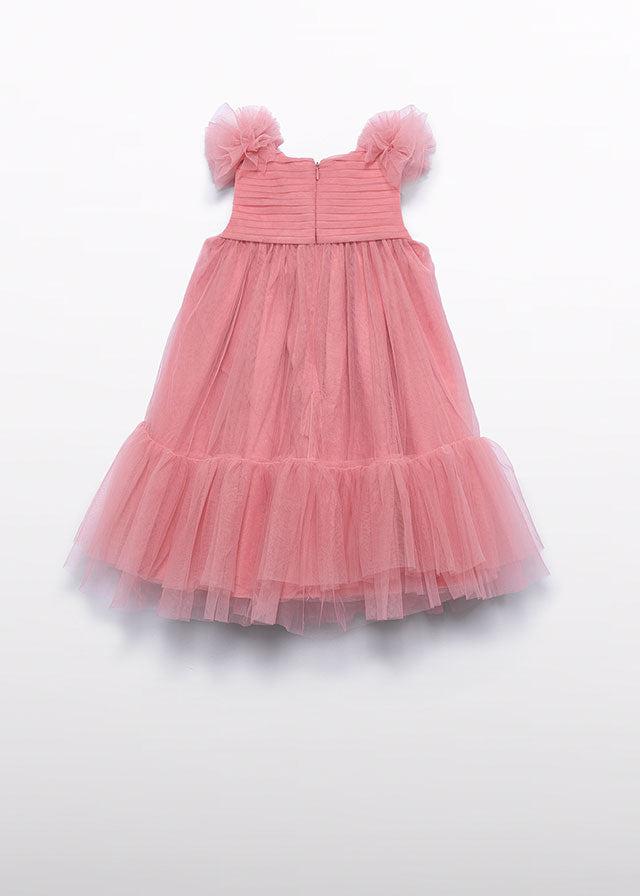 Vestido tule folhos - Abel & Lula - A&L Mini Menina - SS26-5039