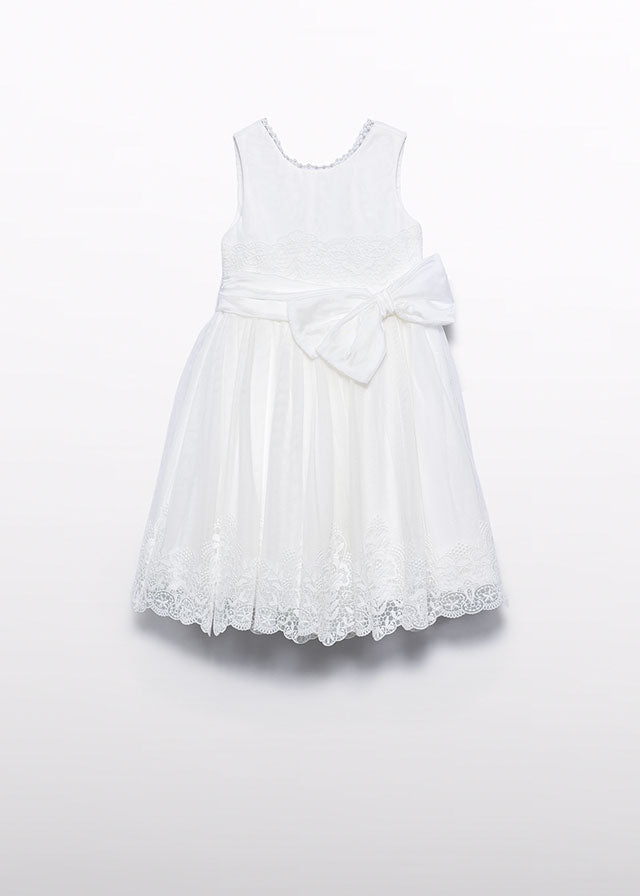 Vestido tule bordado laçada - Abel & Lula - A&L Mini Menina - SS26-5051