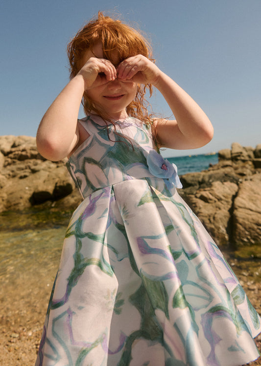 Vestido mikado estampado - Abel & Lula - A&L Mini Menina - SS26-5052
