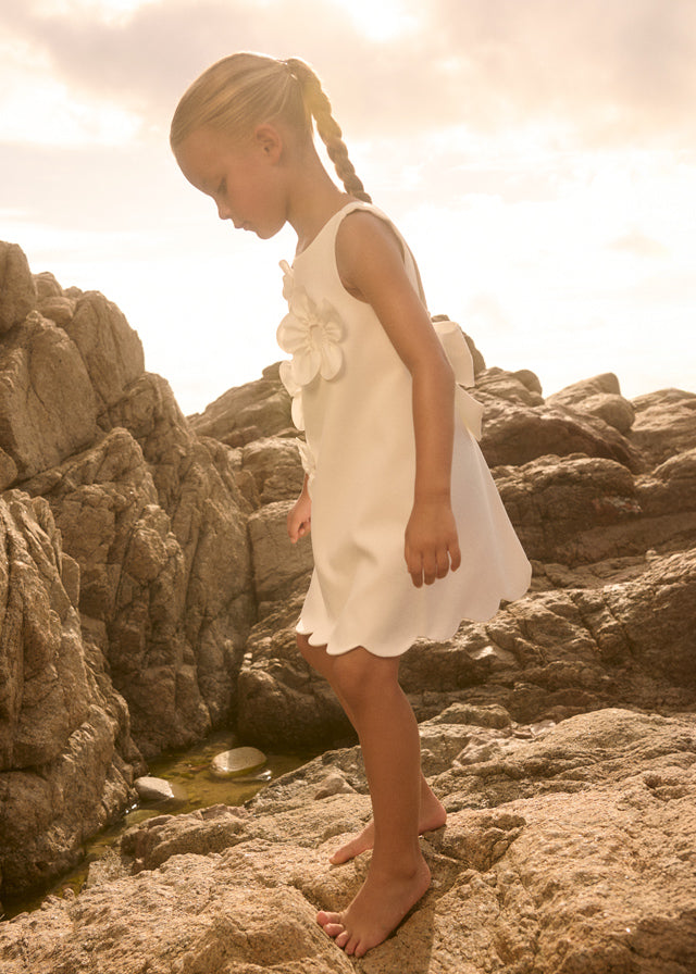 Vestido crepe flores 3d - Abel & Lula - A&L Mini Menina - SS26-5055