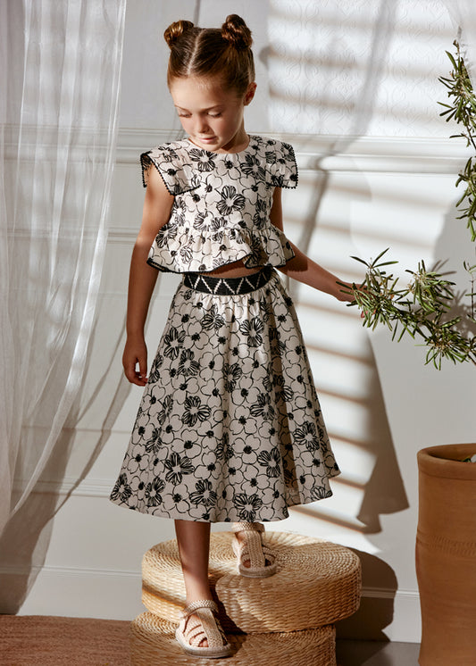 Conj. saia midi estampada - Abel & Lula - A&L Mini Menina - SS26-5063