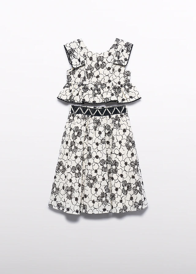 Conj. saia midi estampada - Abel & Lula - A&L Mini Menina - SS26-5063