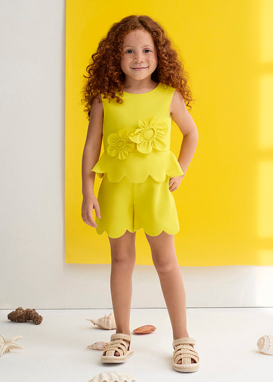 Macacão curto flores 3d - Abel & Lula - A&L Mini Menina - SS26-5204