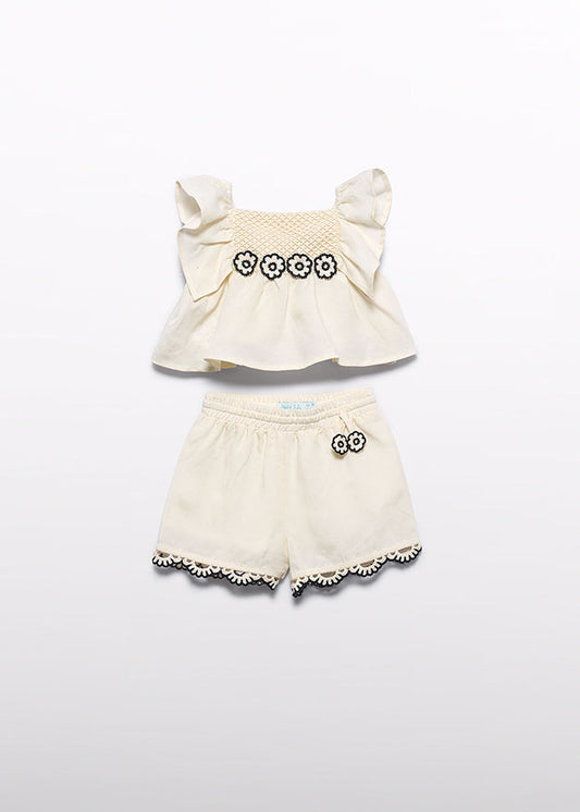 Conj. bermuda apli. crochet - Abel & Lula - A&L Baby Menina - SS26-5271