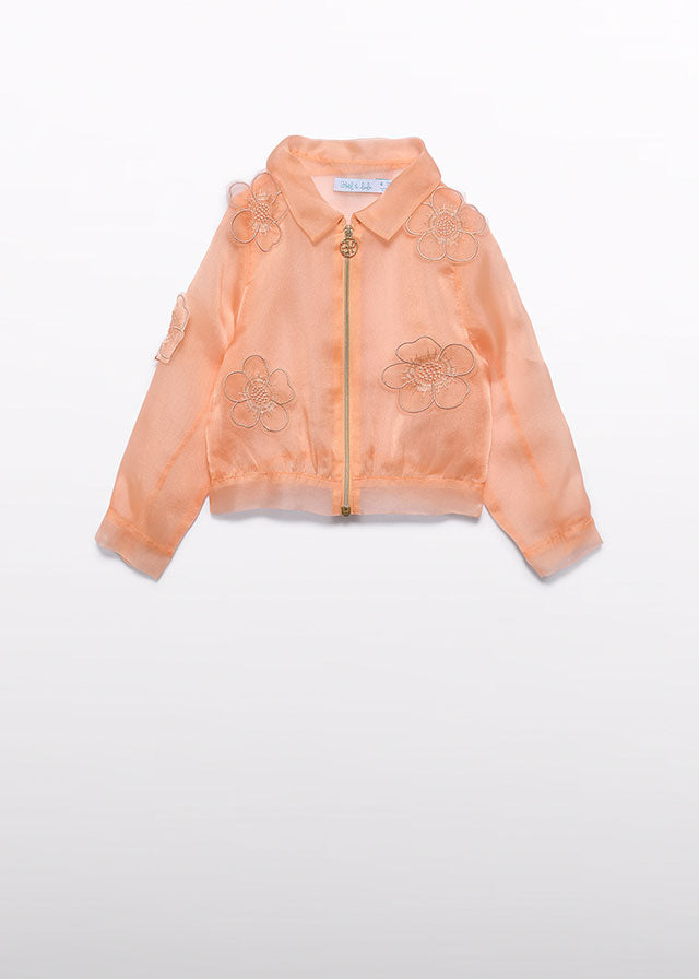 Jaqueta organza flores 3d - Abel & Lula - A&L Mini Menina - SS26-5306