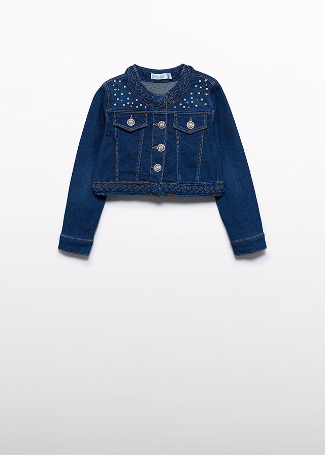 Jaqueta denim pérolas - Abel & Lula - A&L Mini Menina - SS26-5307
