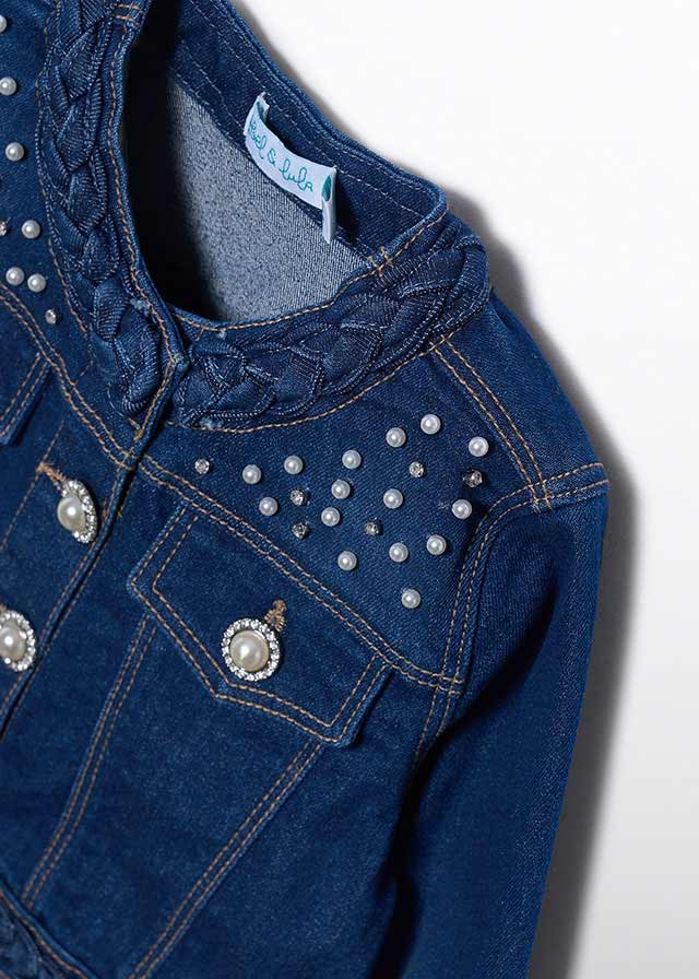 Jaqueta denim pérolas - Abel & Lula - A&L Mini Menina - SS26-5307