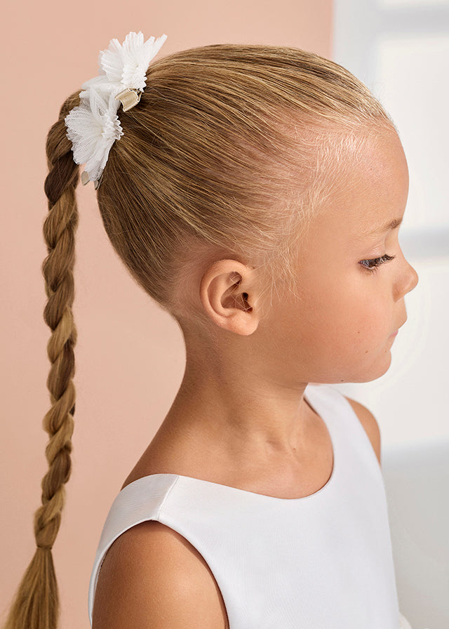 Set ganchos cabelo flor tule - Abel & Lula - A&L Mini Menina - SS26-5467