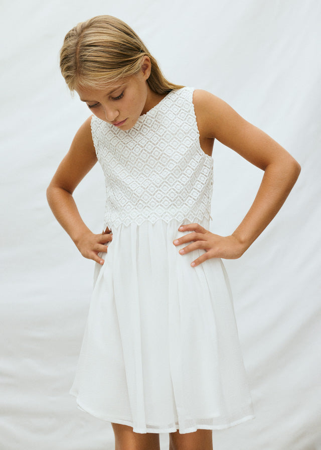 Vestido combinado guipur - mayoral - Menina - SS26-6905